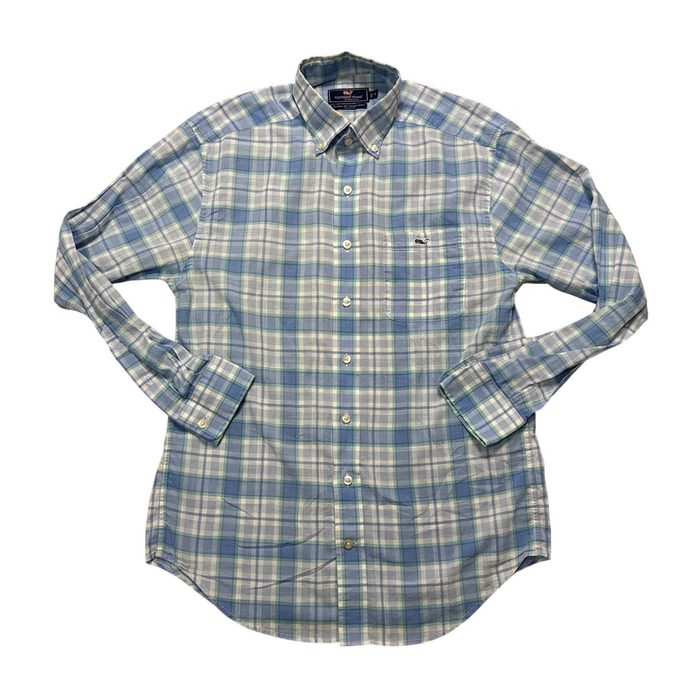 Vineyard Vines Mens Small Classic Fit Tucker Shirt Blue Plaid 1W1255 100% Cotton